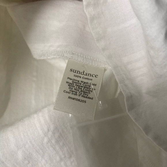 Sundance Size Large Petite White Ribbed Long Sleeve Button Down Shirt - Picture 10 of 12